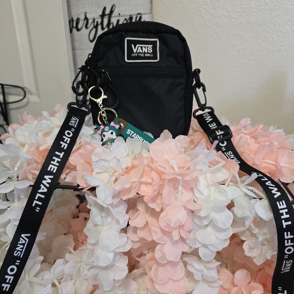 Vans Black Crossbody Bag with Logo Strap And Starbucks Charm - Picture 2 of 7